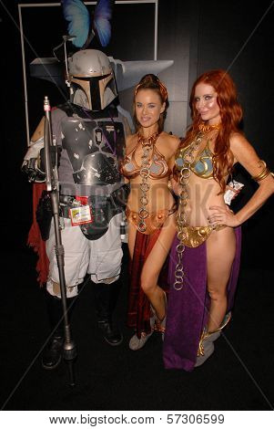 Paula Labaredas and Phoebe Price at the annual Slave Leia Group Photo at ComicCon, San Diego Convention Center, San Diego, CA. 07-23-10