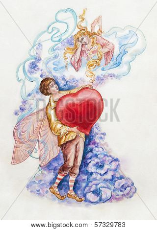 Young Man Makes A Gift To A Girl