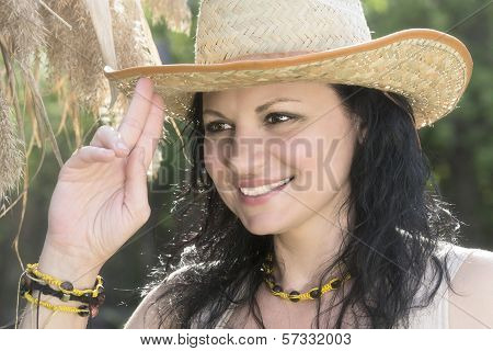 Portrait Of Girl In Hat.