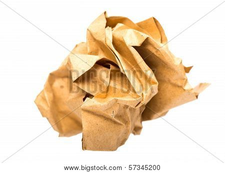 Crumbled Paper Over White Background