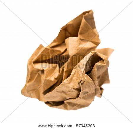 Crumbled Paper Over White Background