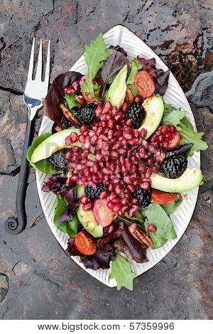 Pomegranate, Avocado And Blackberrry Salad