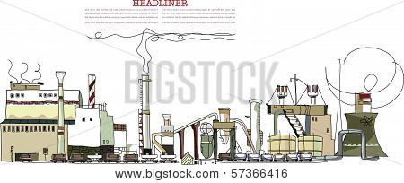 Industrial illustration, energy, power, money and enviromental concept