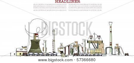 Industrial illustration, energy, power, money and enviromental concept