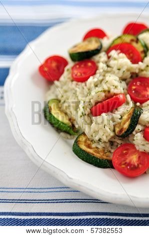Insalata di Riso, Italian Rice Salad with zucchini and tomatoes