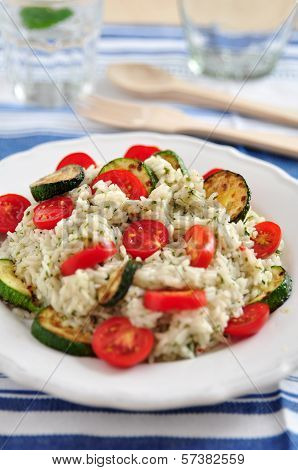 Insalata di Riso, Italian Rice Salad with zucchini and tomatoes