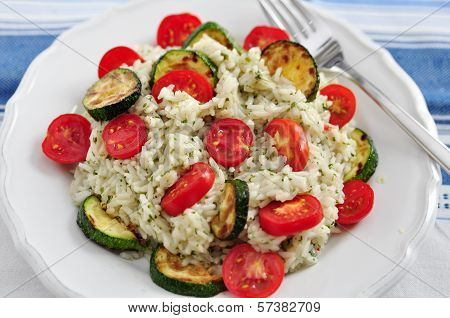 Insalata di Riso, Italian Rice Salad with zucchini and tomatoes