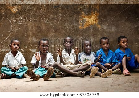 African children in school. Kenya. Mombasa. January 25, 2012
