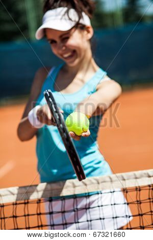 Female Playing Tennis