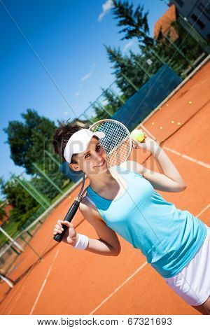 Female Playing Tennis