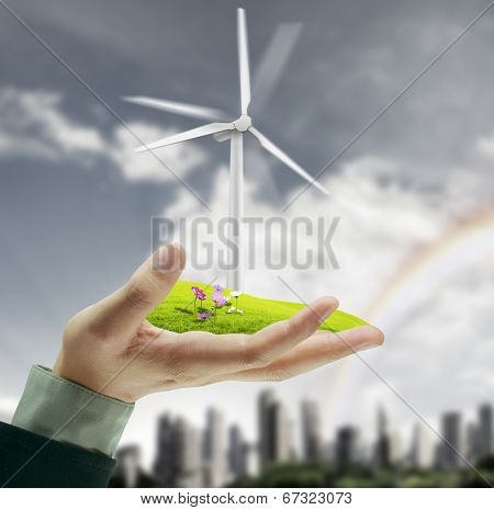 Wind turbine in a man hand