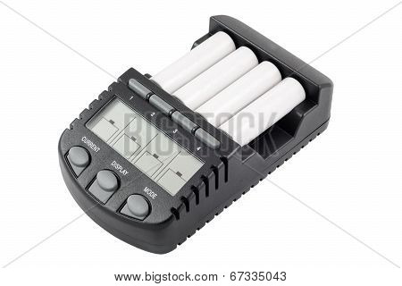 Intelligent accumulator battery charger with AA batteries