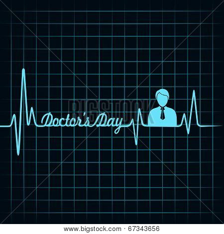 Heartbeat make doctors day text and symbol stock vector