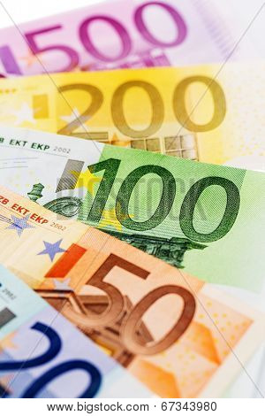 many different euro bills. symbolic photo for wealth and investments.