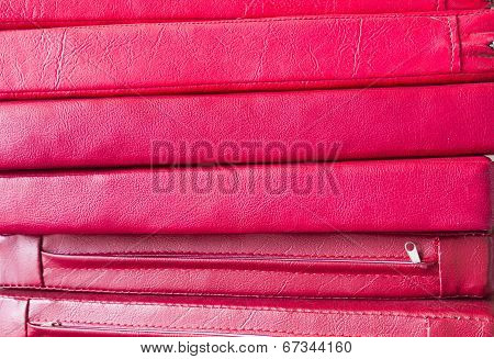 Pile Of Red Leather Cushion