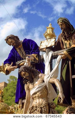 Malaga, Spain - April 09: Traditional Processions Of Holy Week In The Streets On April 19, 2009 In M