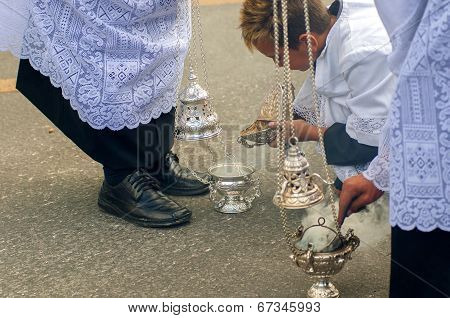 MALAGA, SPAIN - APRIL 09: traditional processions of Holy Week in the streets on April 19, 2009 in M