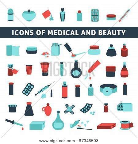 flat icons for medicine and beauty