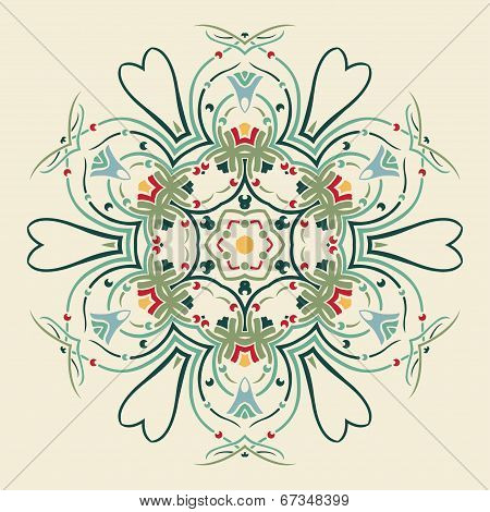 Vector round retro ornament