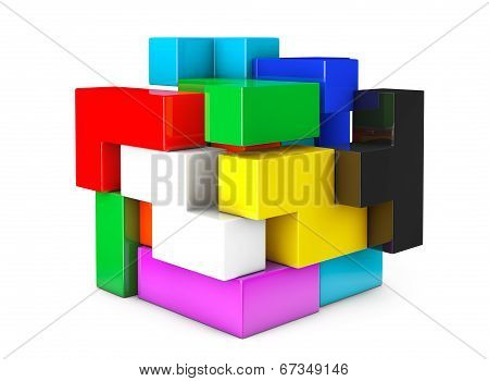 Multicolour Cube Brain Teaser Game