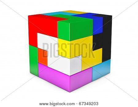 Multicolour Cube Brain Teaser Game