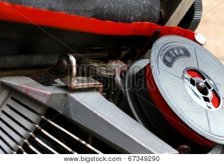 Coil Of Red And Black Ribbon Of An Old Typewriter