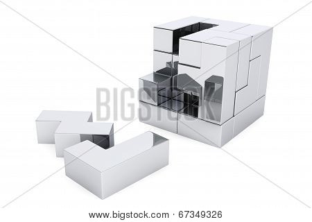 Chrome Cube Brain Teaser Game