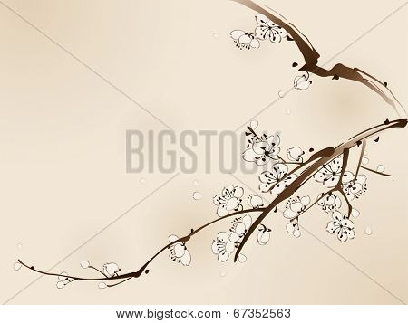 Plum blossom with line design