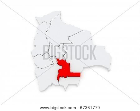 Map of Chuquisaca. Bolivia. 3d