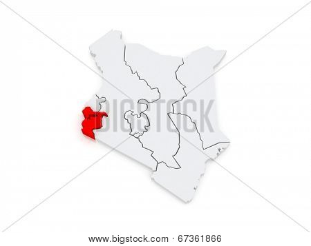 Map of Nyanza. Kenya. 3d