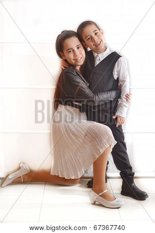 Bat Mitzvah Girl With Her Brother