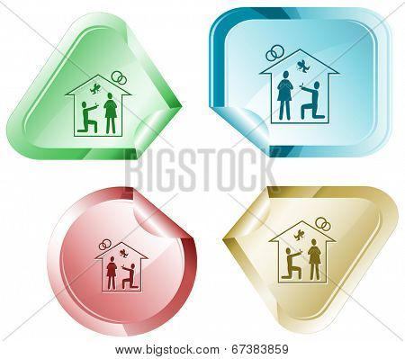 Home affiance. Vector sticker.