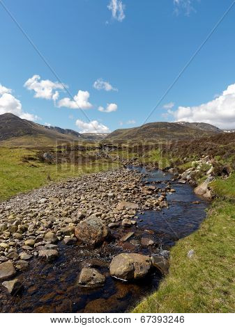 River Calder, Glen Banchor, Scotland West Highlands In Spring