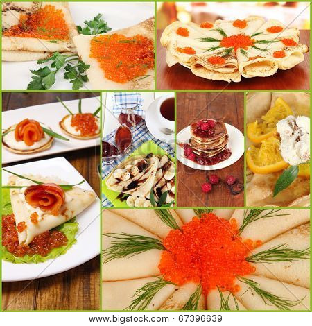 Delicious pancakes collage
