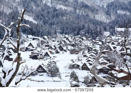 Top View Of Shirakawago In The Winter