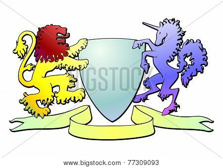 Coat Of Arms With An Unicorn And Lionvector
