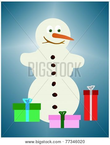 Snowman with Christmas presents