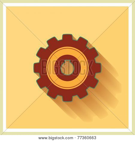 Technology Mechanical Gear Flat Icon on yellow retro background vector