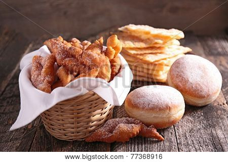 bugnes, angel wings, donut 