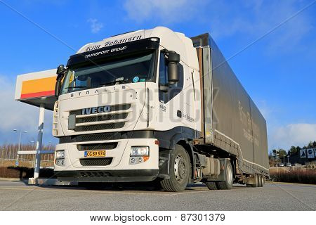 Iveco Stralis 450 Semi Truck Being Refueled