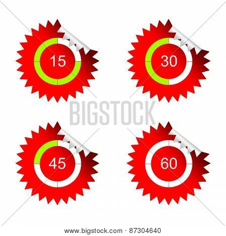 Sticker Clock Red Vector