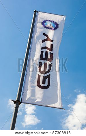 Flag Of Geely Over Blue Sky