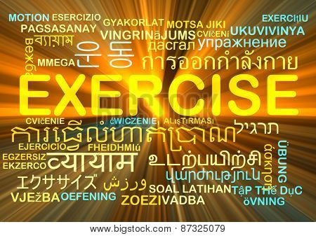 Background concept wordcloud multilanguage international many language illustration of translation exercise glowing light