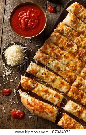 Homemade Cheesy Breadsticks With Marinara