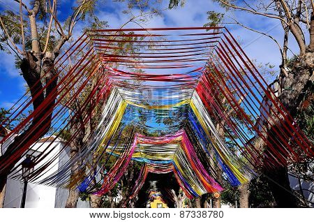 Brightly Decorated Street In Icod De Los Vinos