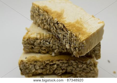 handmade soap with oatmeal grains