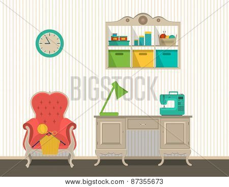 interior rooms for crafts. Flat design.