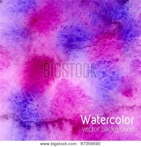 Vector Abstract Watercolor Background With Paper Texture. Hand Drawn Watercolor Backdrop, Stain Wate