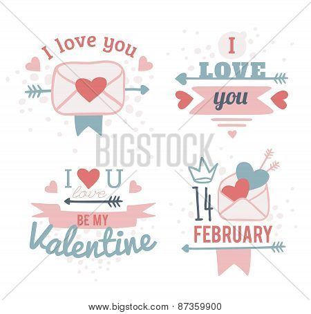 Set Of Happy Valentine's Day.