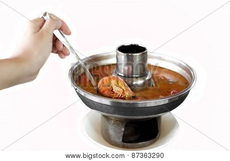 Tom Yum Goong, Thai Hot And Spicy Soup With King Prawn